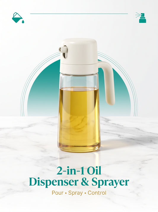 2-in-1 Oil Sprayer & Pourer – Premium Kitchen Oil Bottle