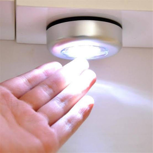 Mini LED Push Light 3 LED | Wireless Touch Sensor Stick-On Wall Light for Stairs, Cabinets & Wardrobe