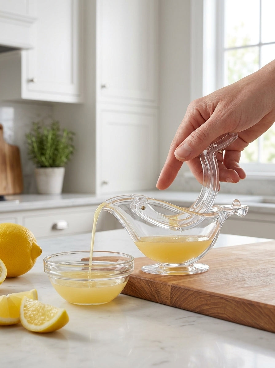 Manual Lemon Juicer & Squeezer – Crystal Clear Citrus Fruit Press