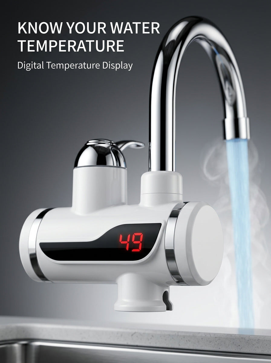 Electric Instant Water Heater Tap 2500W | Hot & Cold Water Faucet with Digital Temperature Display