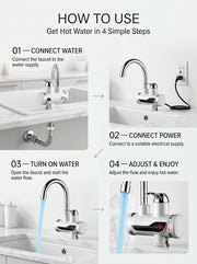 Electric Instant Water Heater Tap 2500W | Hot & Cold Water Faucet with Digital Temperature Display