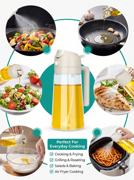 2-in-1 Oil Sprayer & Pourer – Premium Kitchen Oil Bottle