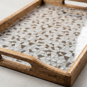 Premium Wooden & Acrylic Serving Tray – Elegant Decorative Tea, Coffee & Breakfast Tray